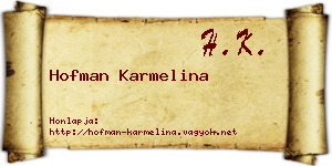 Hofman Karmelina névjegykártya